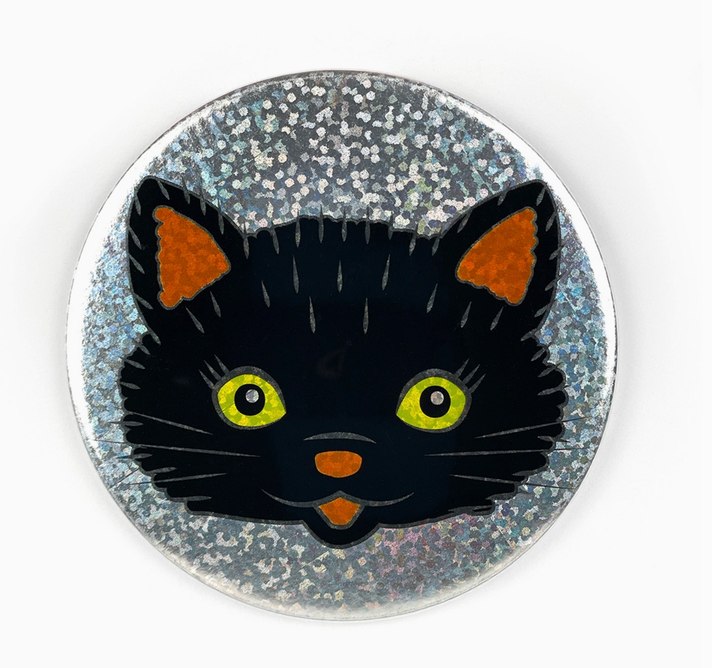 Black Cat Glitter Pocket Mirror