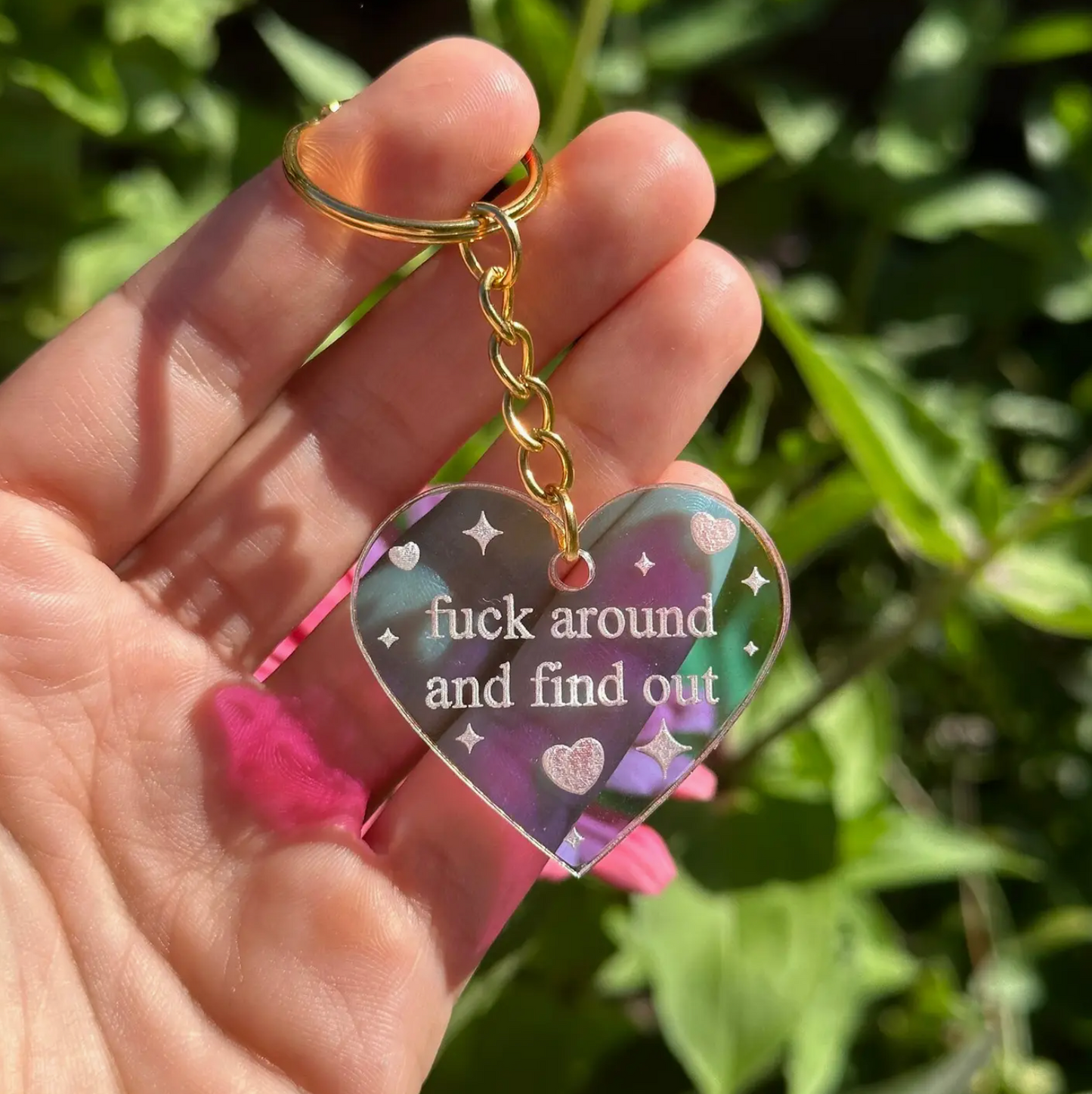 Fuck Around And Find Out Heart Acrylic Keychain