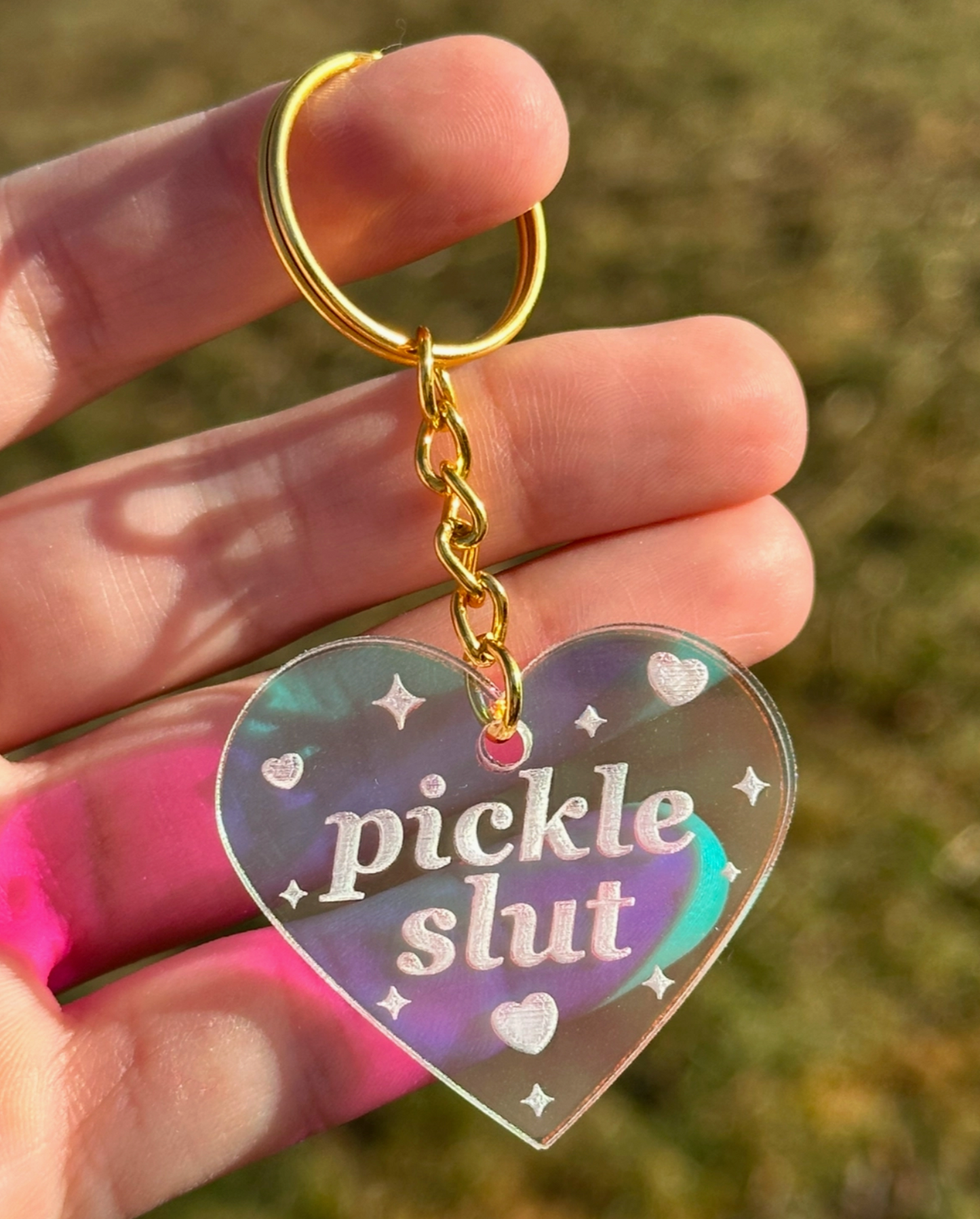 Pickle Slut Heart Acrylic Keychain