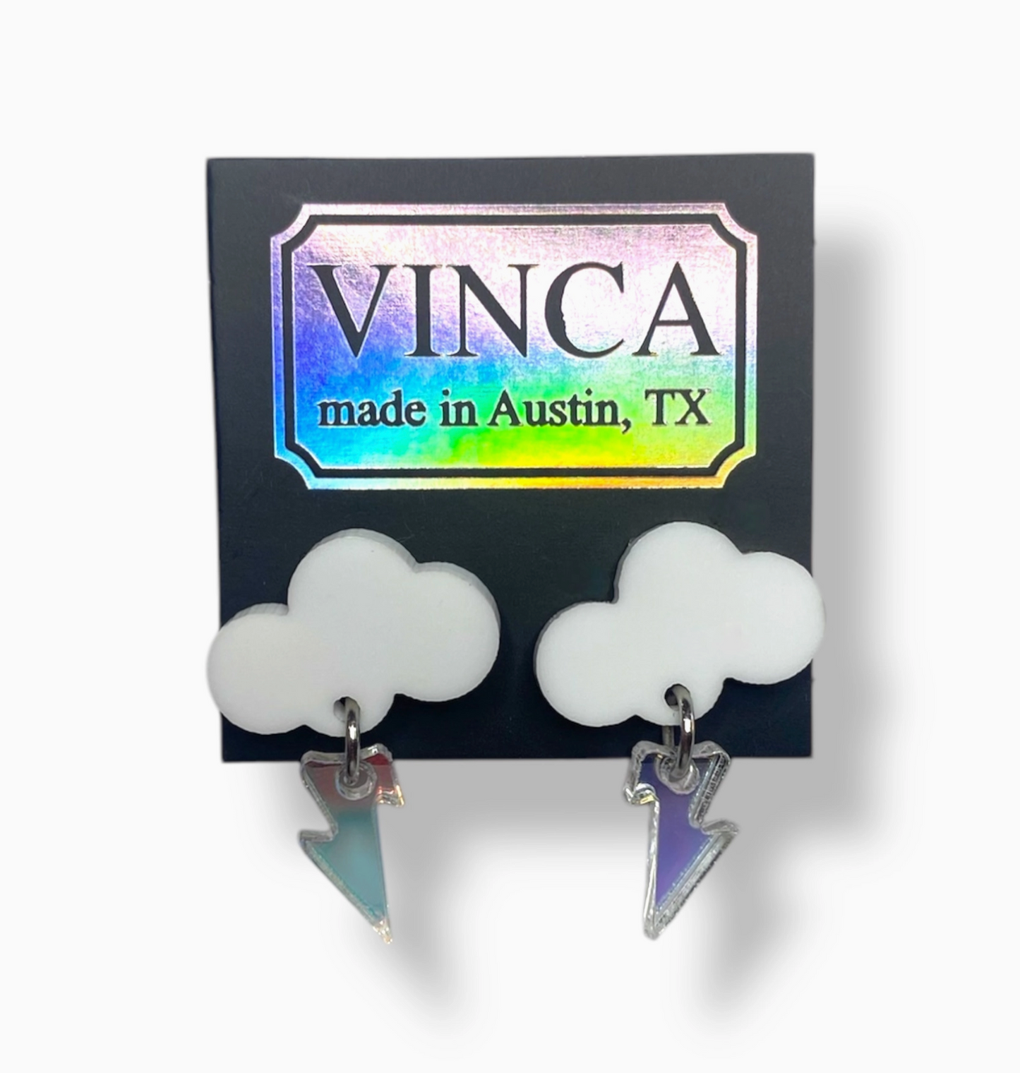 Baby Rain Cloud Acrylic Earrings - White/Iridescent