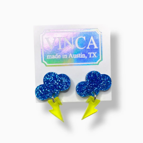 Baby Rain Cloud Acrylic Earrings - Blue/Yellow