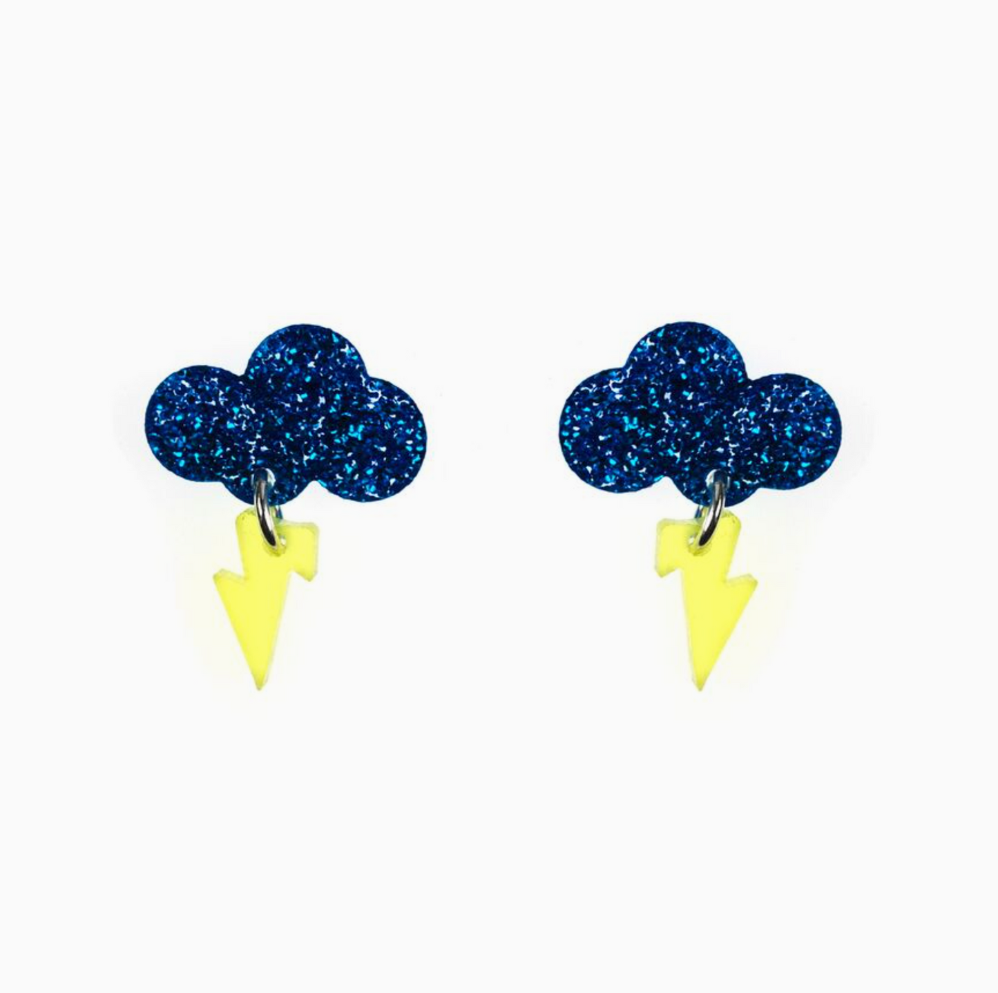 Baby Rain Cloud Acrylic Earrings - Blue/Yellow