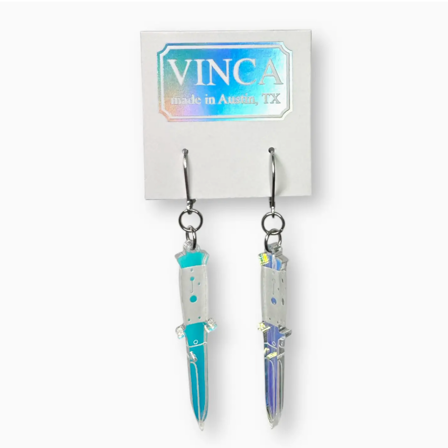 A Knife Less Ordinary Iridescent Acrylic Earrings