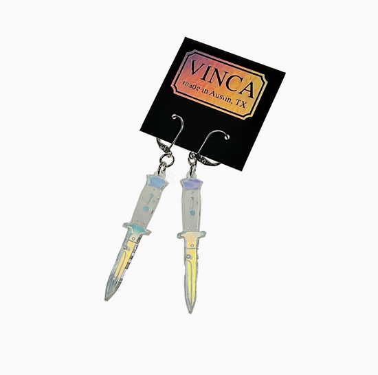 A Knife Less Ordinary Iridescent Acrylic Earrings