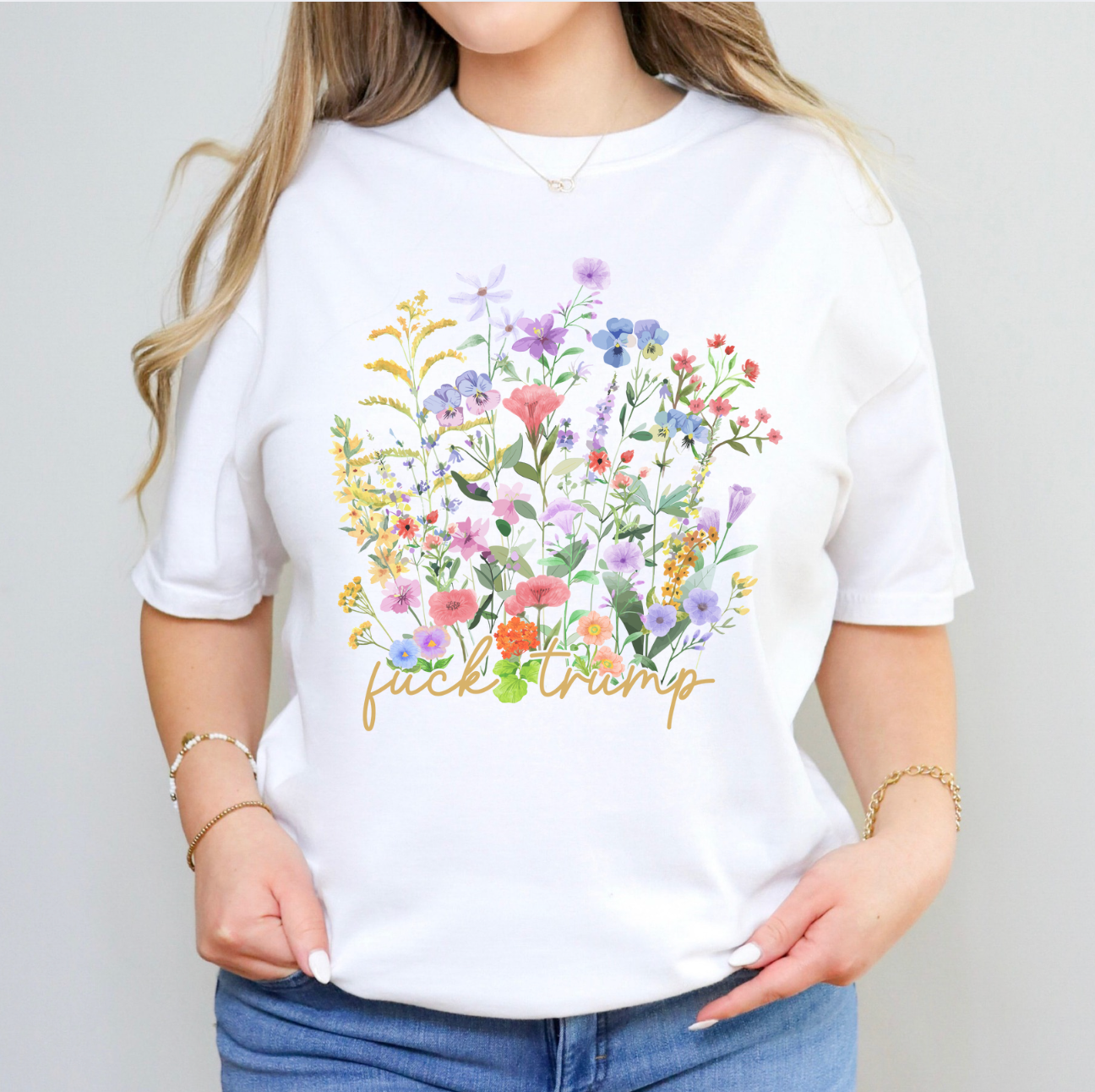 "Hidden" Fuck Trump Floral Design Unisex Tee