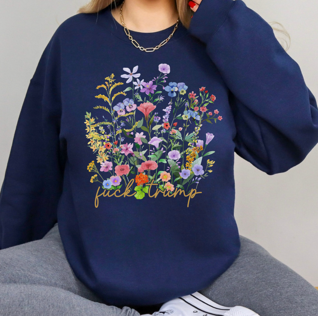 "Hidden" Fuck Trump Floral Design Unisex Sweatshirt