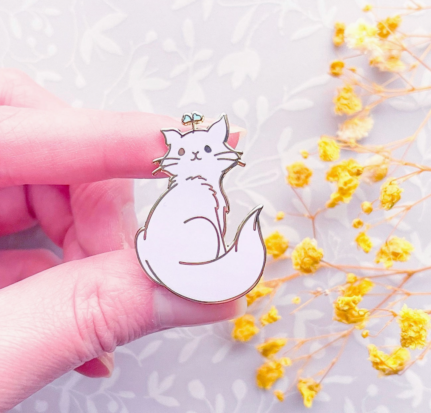 Broccoli Sprout Cat Pin