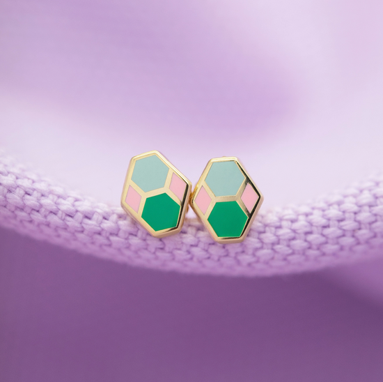 Hex Tile Earrings (Green)