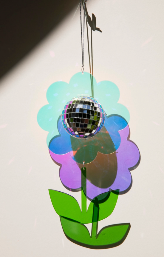 Disco Flower With Stem Iridescent Clear Acrylic