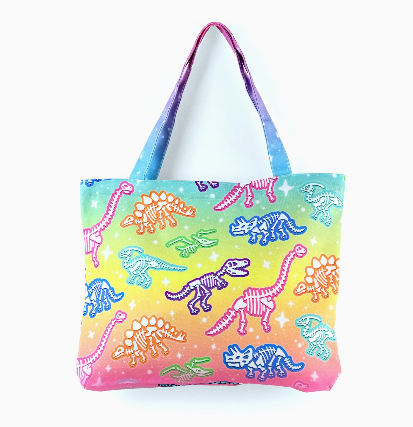Rainbow Dino Tote Bag