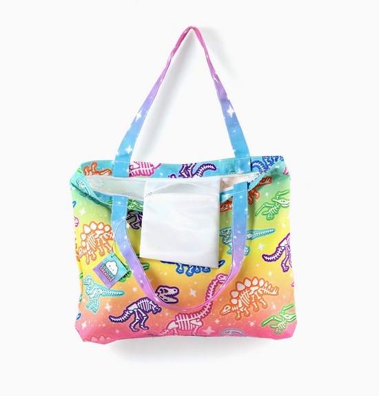 Rainbow Dino Tote Bag