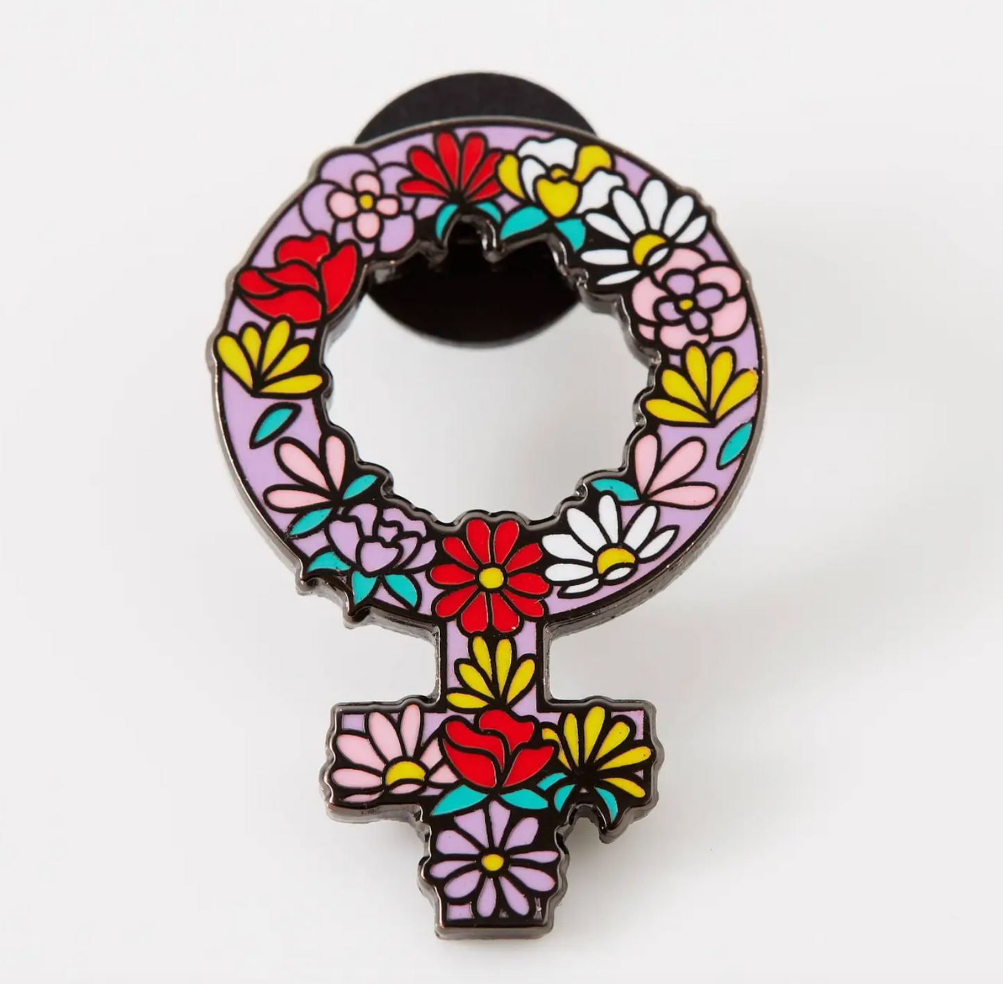 I Am Female Floral Pin
