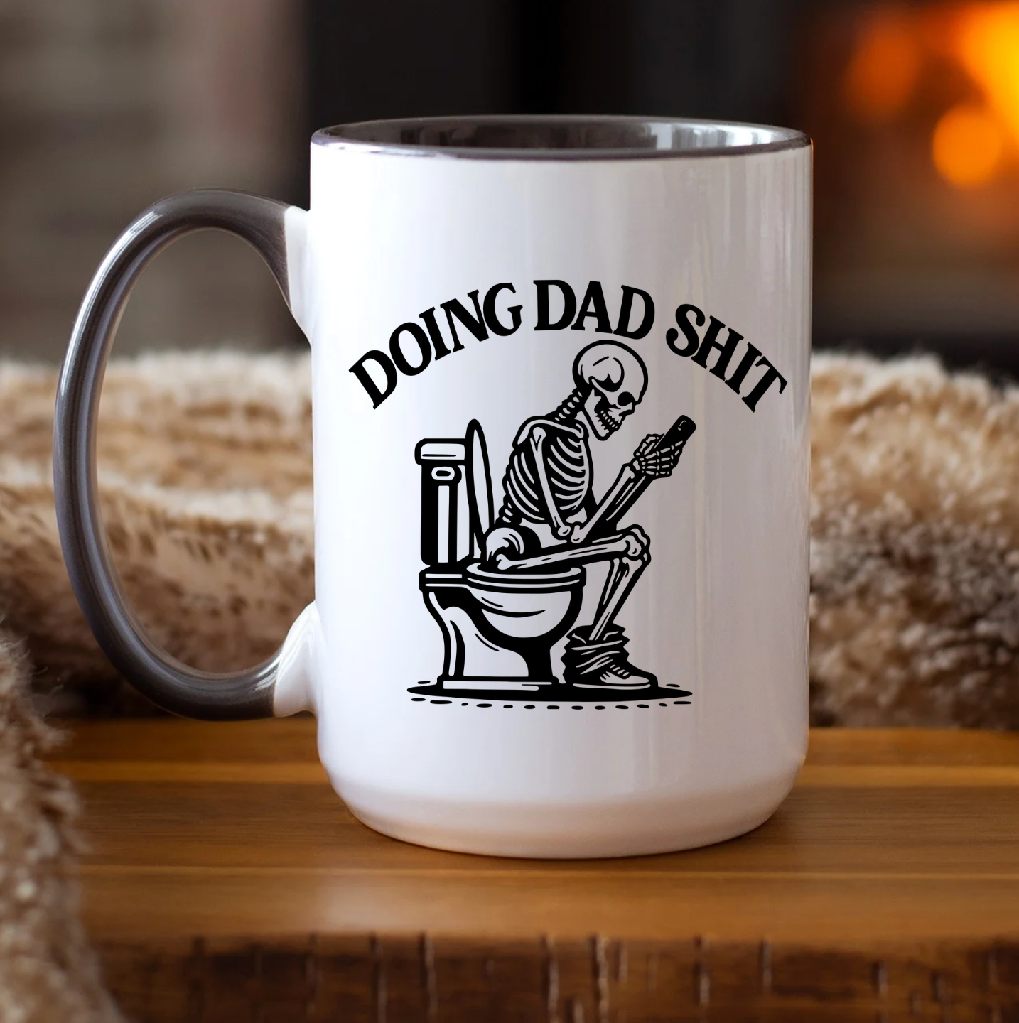 Doing Dad Shit Black Rim & Handle 15 oz Mug
