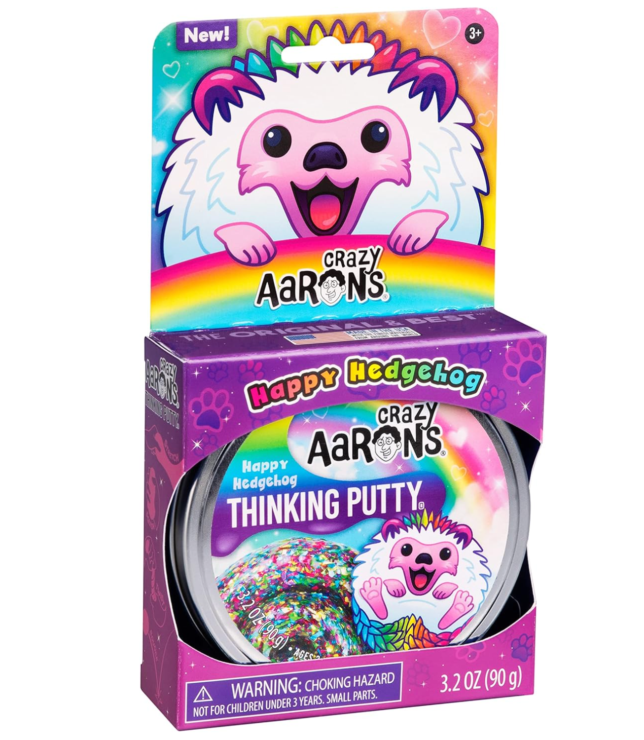 Putty Pets Happy Hedgehog Thinking Putty 4'' Tin
