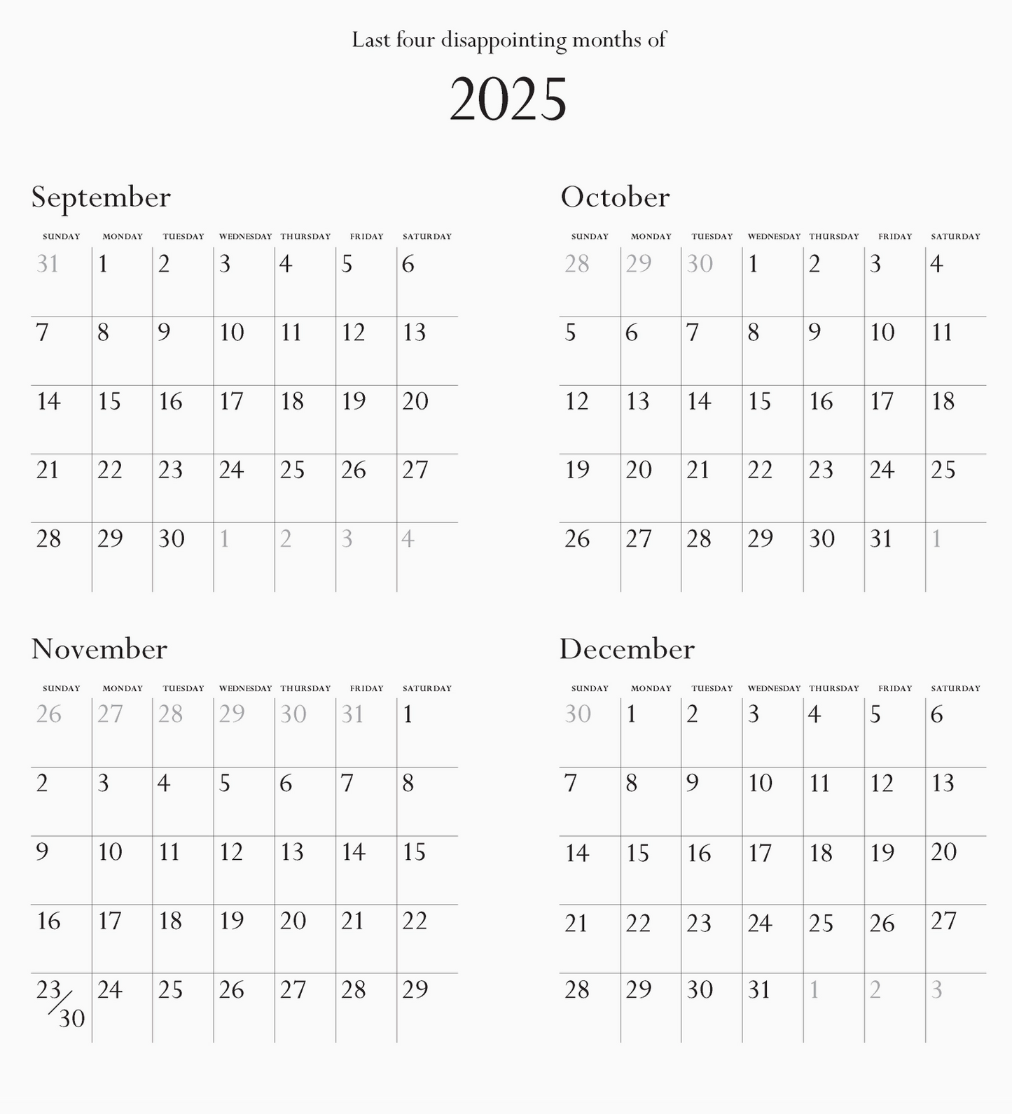 Disappointing Affirmations 2026 Wall Calendar