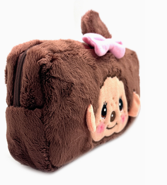 Monchhichi Plush Cosmetic Bag (Pink Bow)
