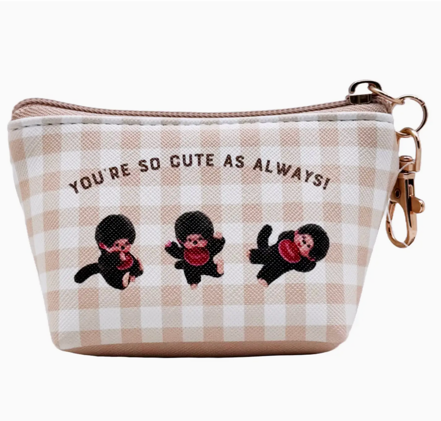 Monchhichi-Kun Gingham Mini Coin Pouch