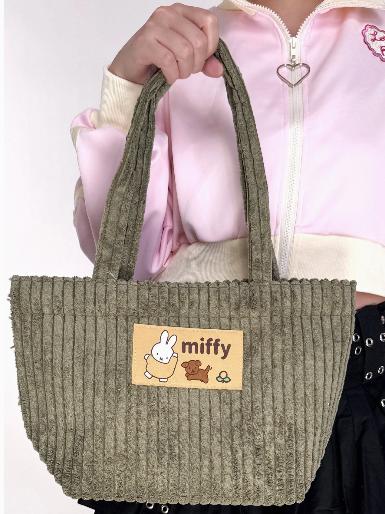 Miffy & Snuffy Olive Corduroy Tote Bag