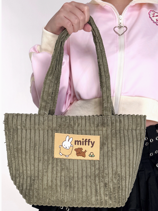 Miffy & Snuffy Olive Corduroy Tote Bag