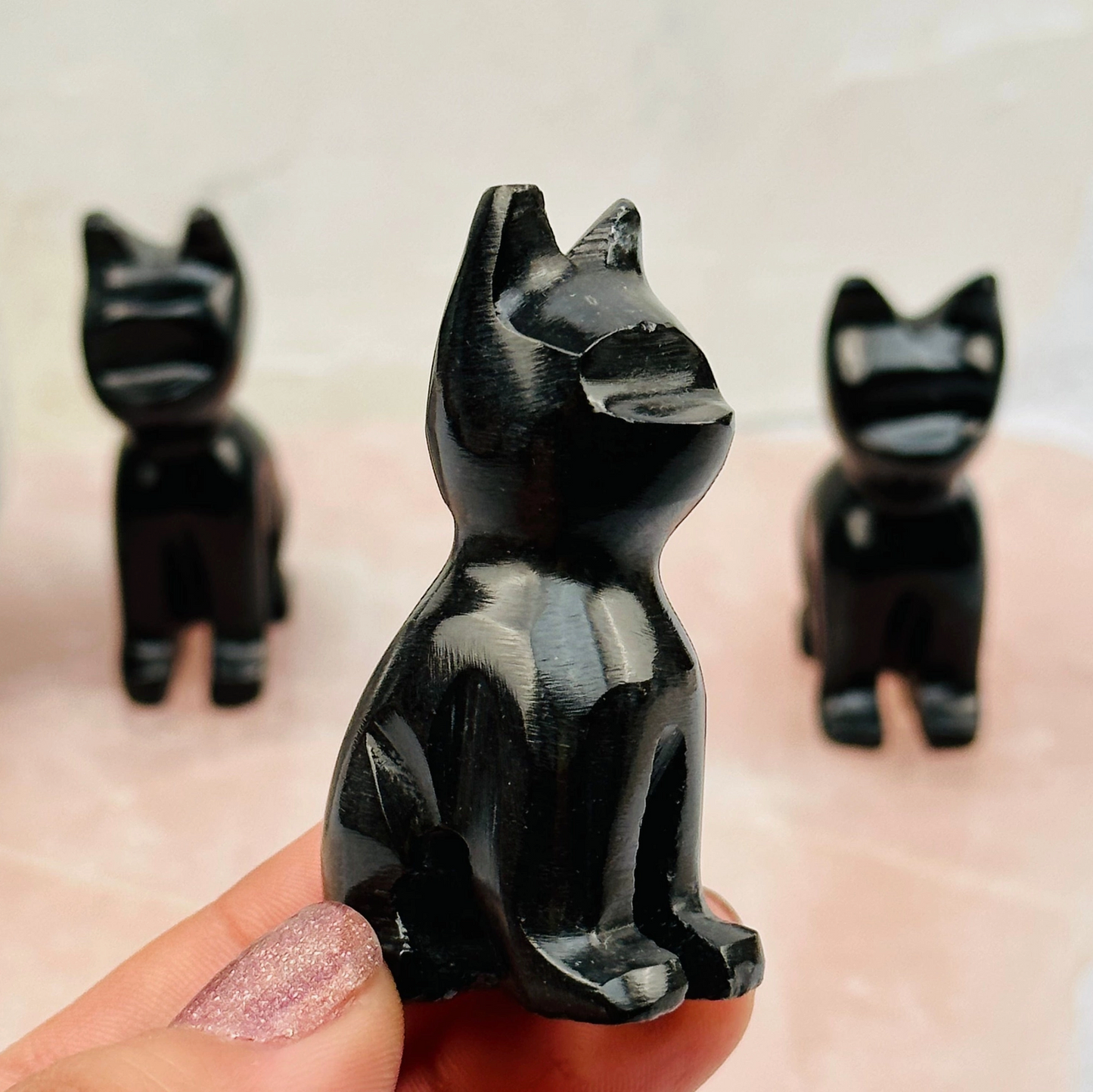 Black Onyx Gemstone Cat - Crystal Cat