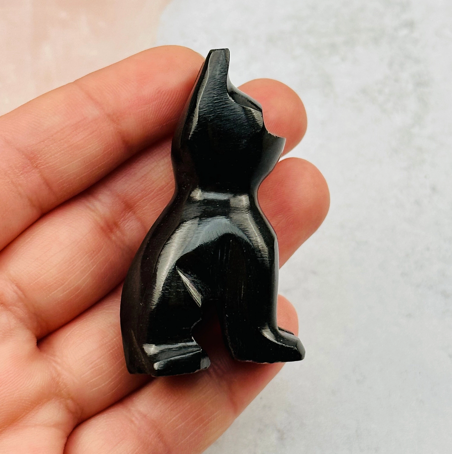 Black Onyx Gemstone Cat - Crystal Cat