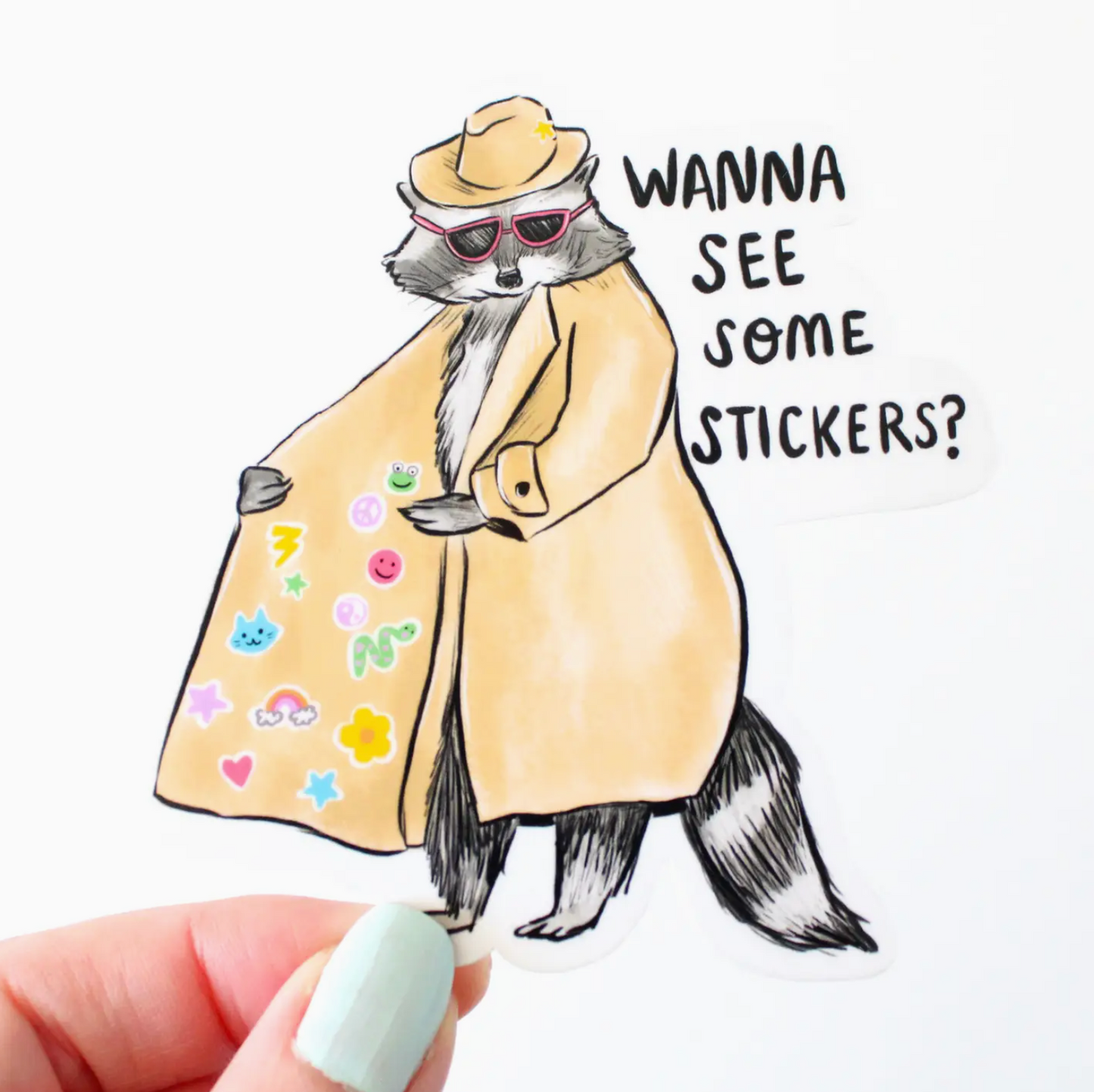 Wanna See Some Stickers Raccoon Entrepreneur Sticker