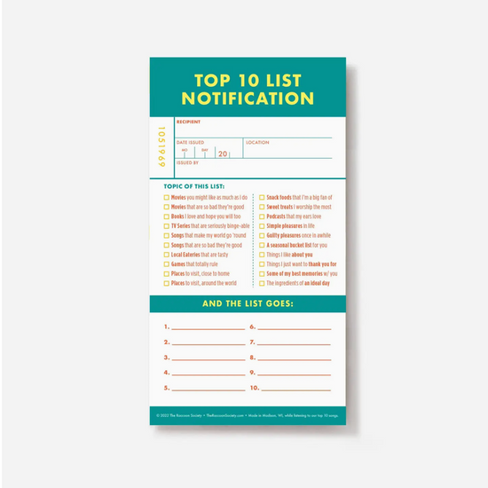 Top 10 List Notification Notepad - 40 sheets