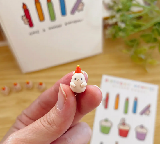 Birthday Hat Hammy Clay Buddy | Handmade Miniature Desk Figurine