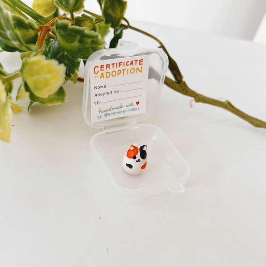 Calico Cat Clay Buddy | Handmade Miniature Desk Figurine