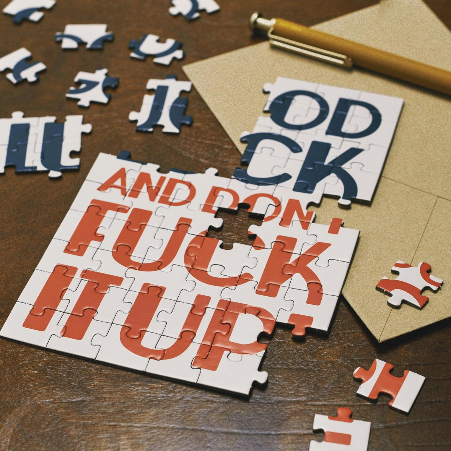 Good Luck And Don't Fuck It Up Puzzle Card