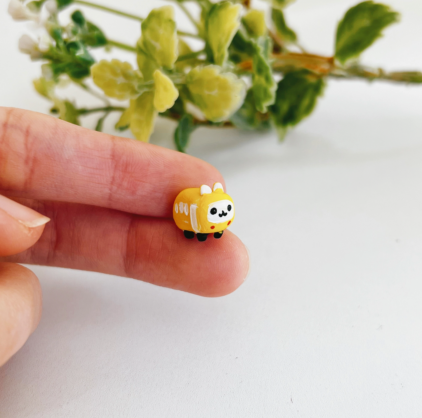 Hamsterville School Bus Clay Buddy | Handmade Miniature Desk Figurine