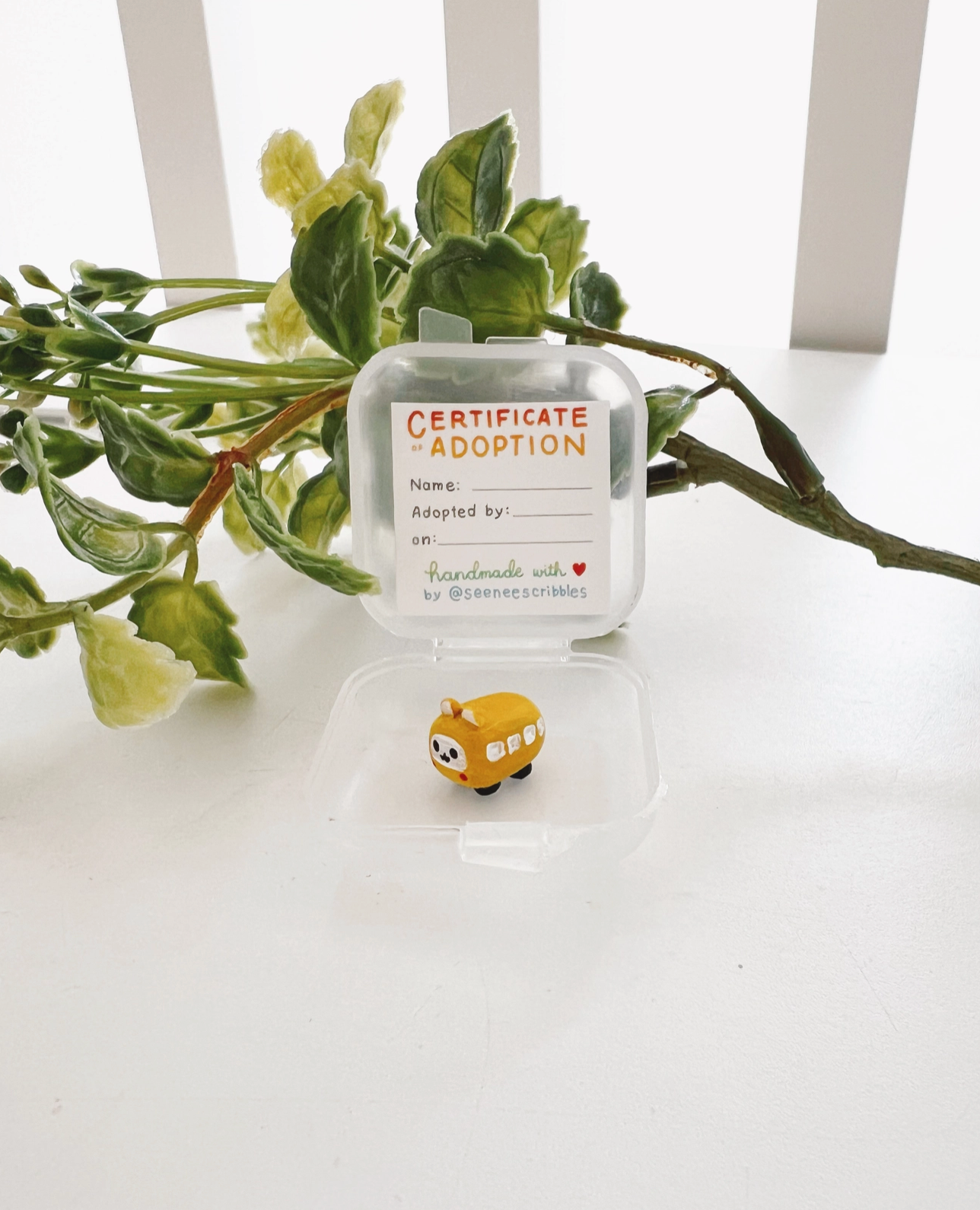 Hamsterville School Bus Clay Buddy | Handmade Miniature Desk Figurine