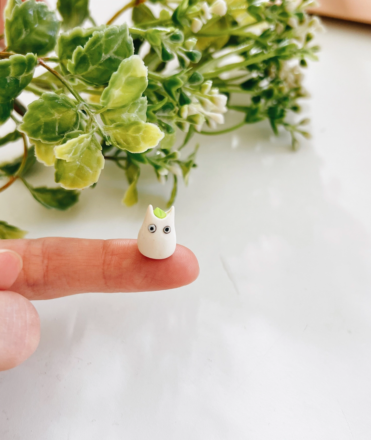 Mini Totoro Polymer Clay Buddy | Handmade Miniature Desk Figurine