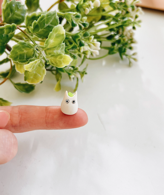 Mini Totoro Polymer Clay Buddy | Handmade Miniature Desk Figurine