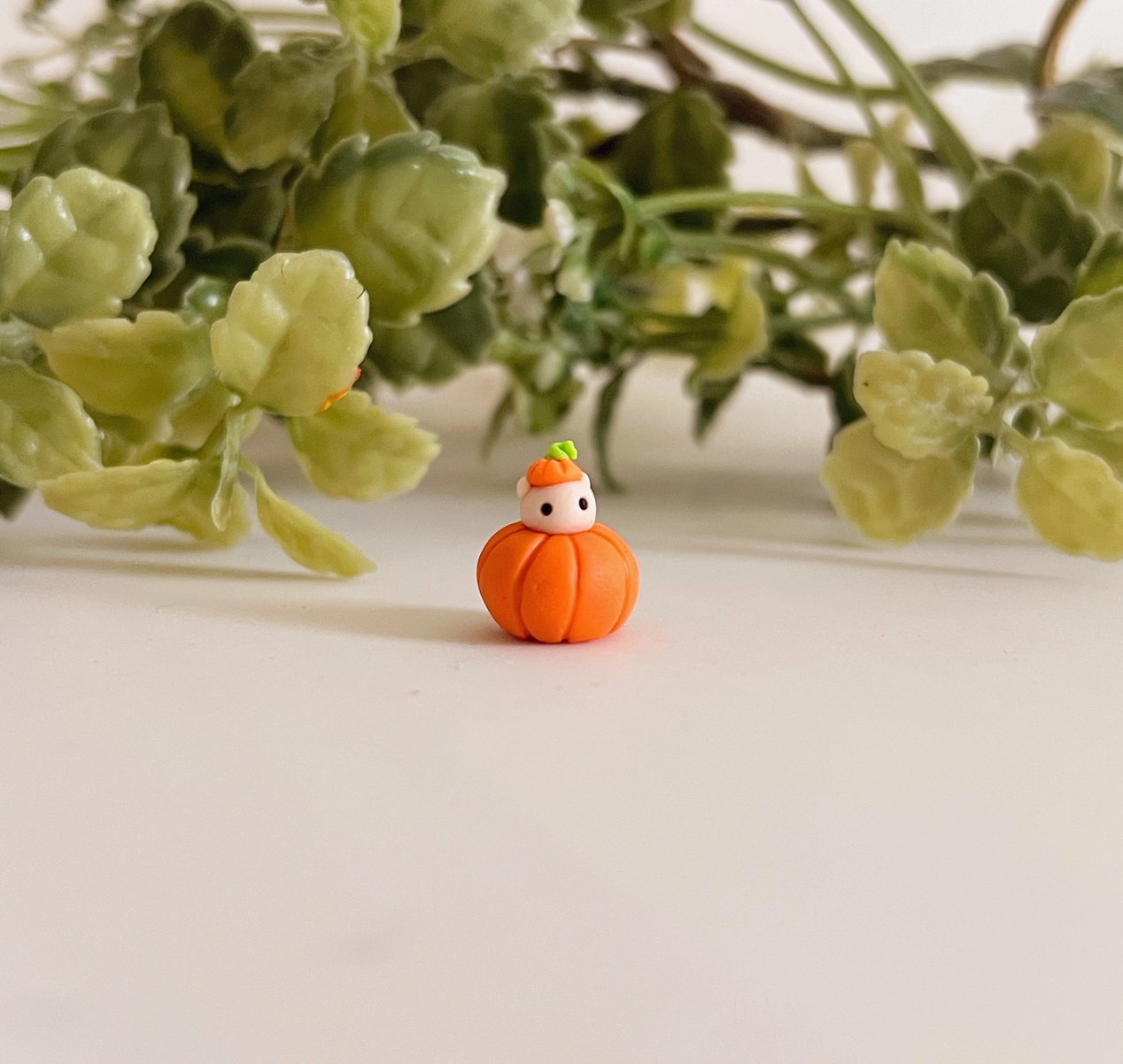 Pumpkin Hammy Clay Buddy | Handmade Miniature Desk Figurine