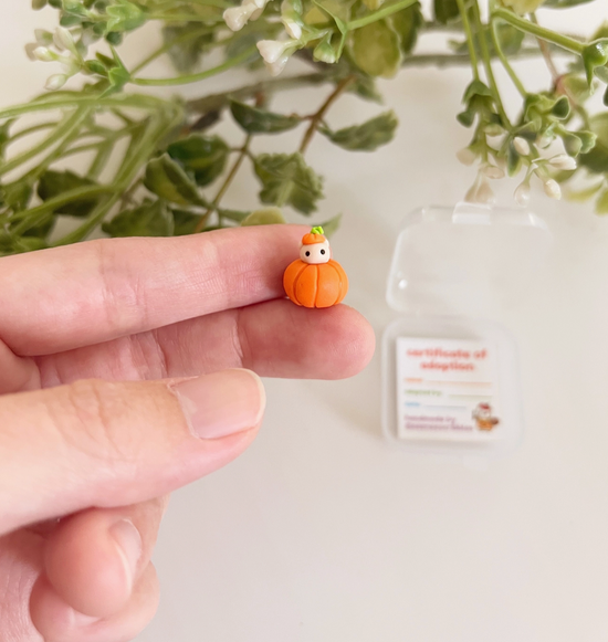 Pumpkin Hammy Clay Buddy | Handmade Miniature Desk Figurine