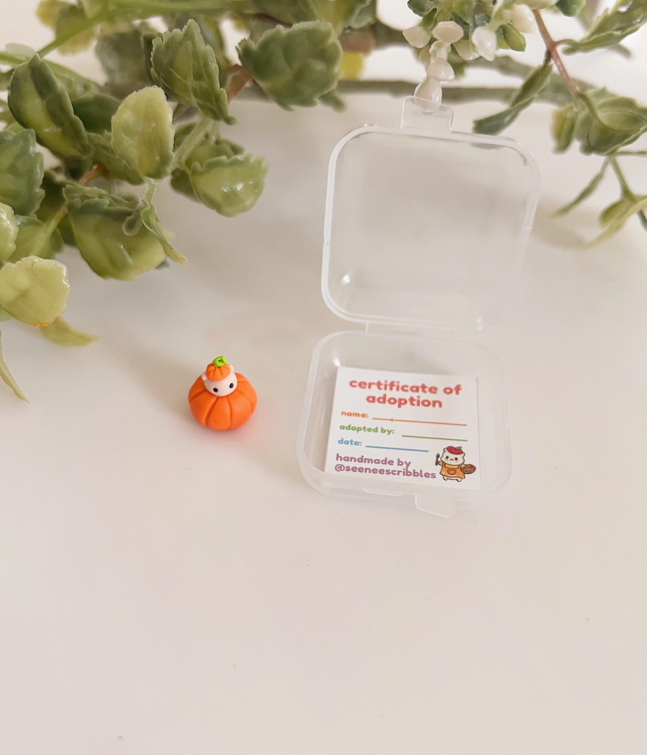 Pumpkin Hammy Clay Buddy | Handmade Miniature Desk Figurine