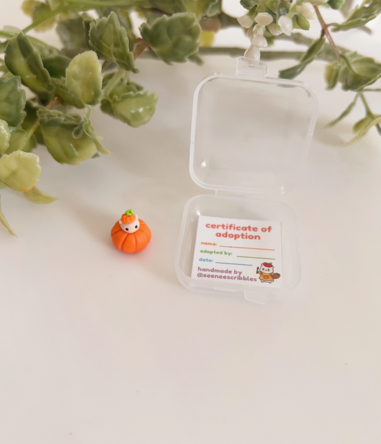Pumpkin Hammy Clay Buddy | Handmade Miniature Desk Figurine