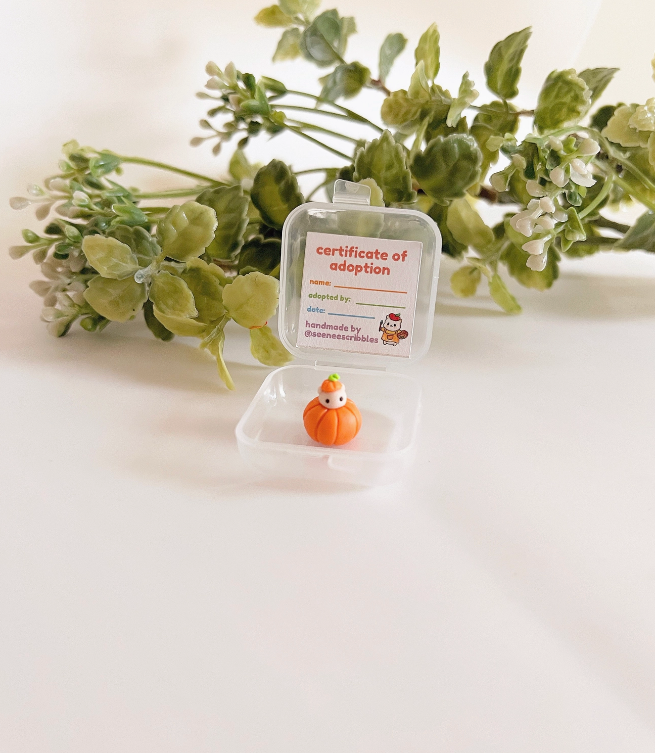 Pumpkin Hammy Clay Buddy | Handmade Miniature Desk Figurine