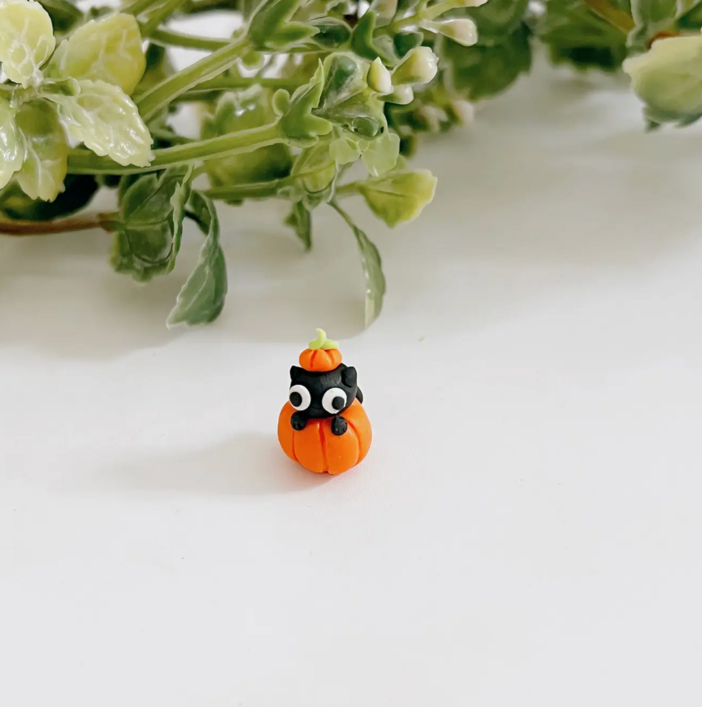 Pumpkitten Clay Buddy | Handmade Miniature Desk Figurine