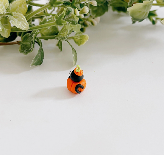 Pumpkitten Clay Buddy | Handmade Miniature Desk Figurine