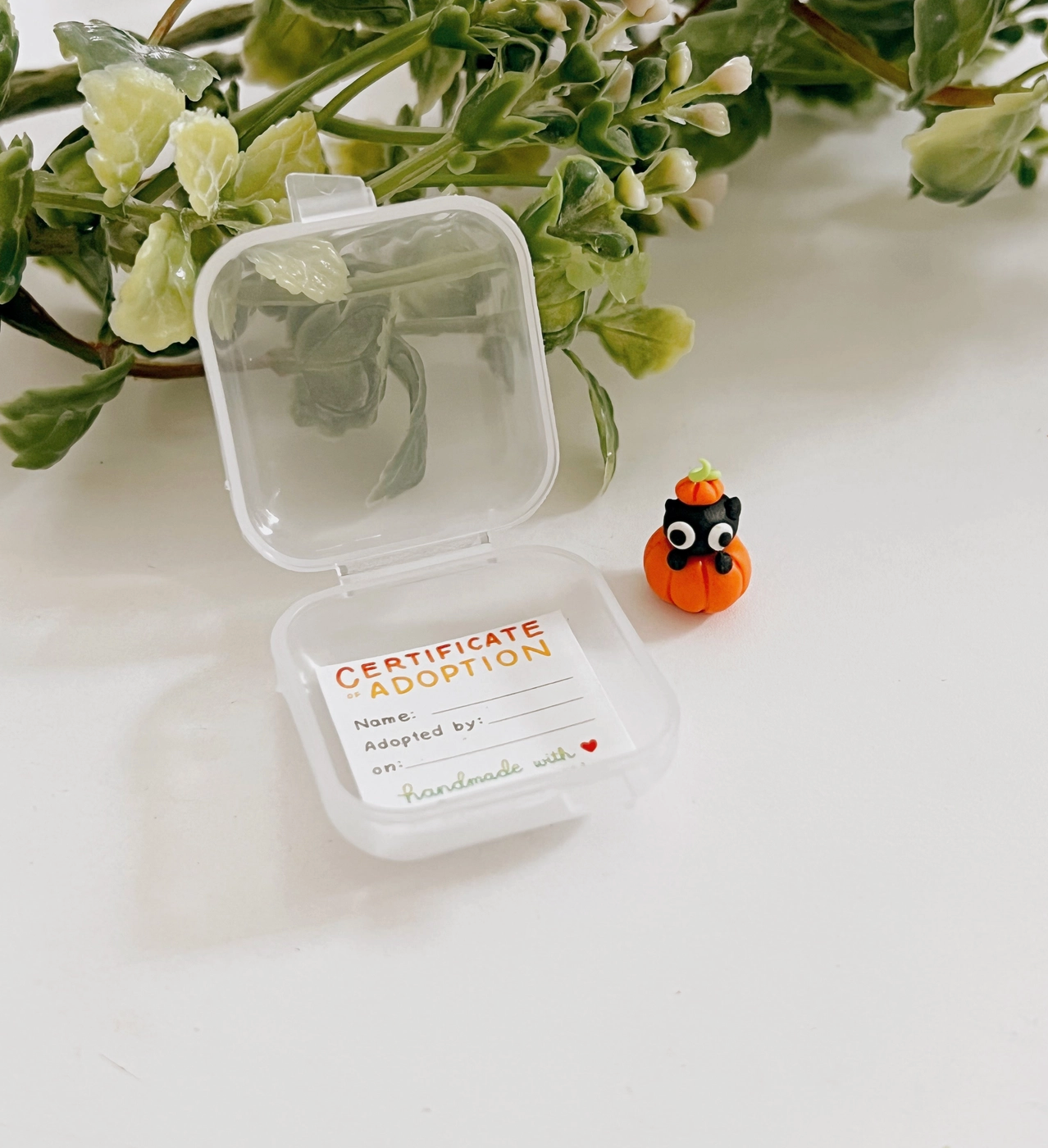 Pumpkitten Clay Buddy | Handmade Miniature Desk Figurine