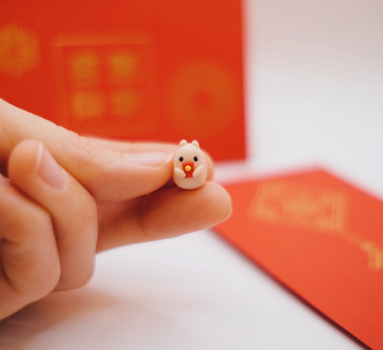 Red Envelope Hammy Clay Buddy | Handmade Miniature Desk Figurine