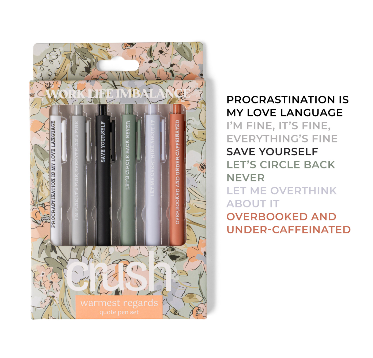Warmest Regards Quote Pen Set - 6 pens