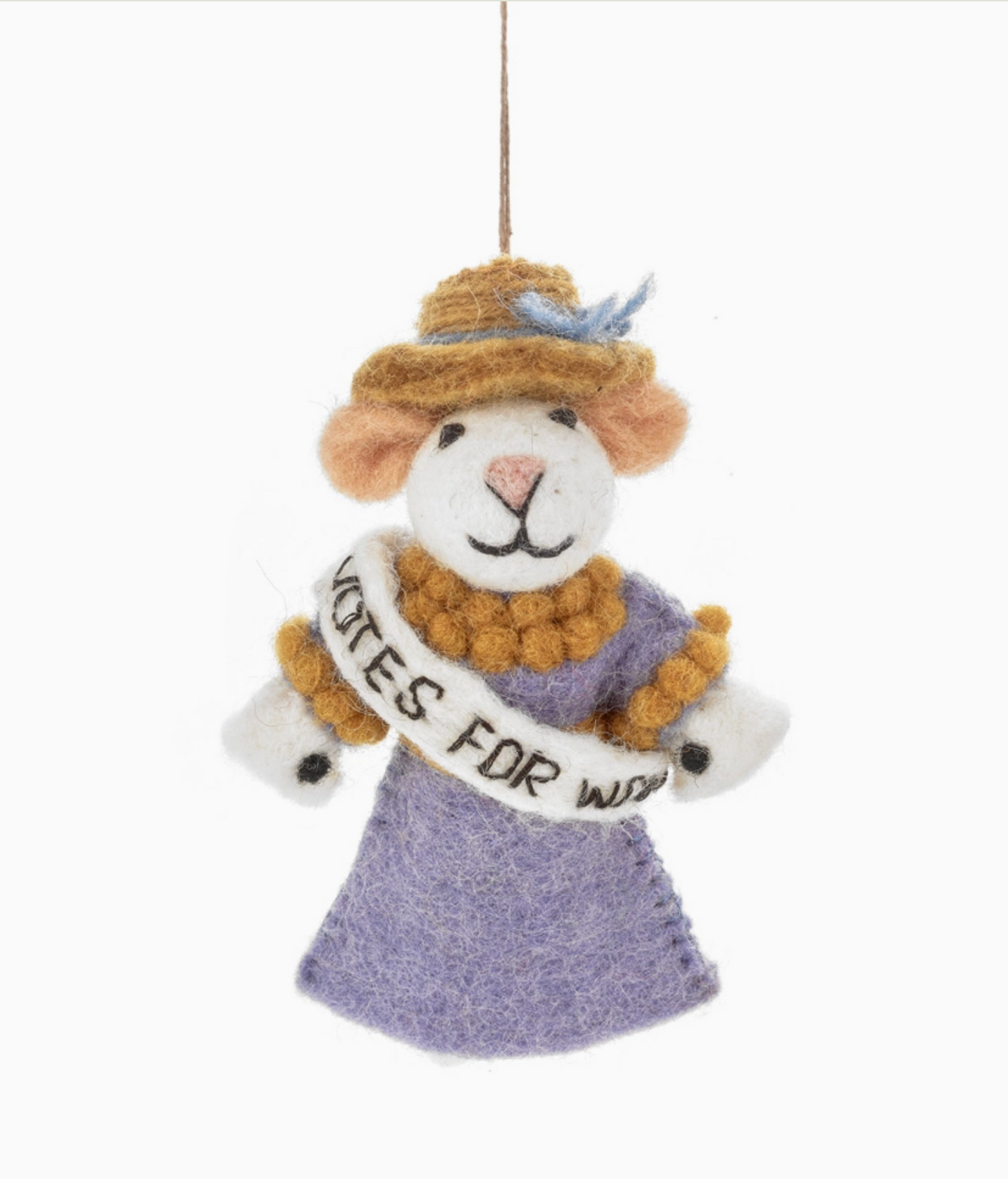 Emmeline the Suffragette Mouse Handmade Felt Hanging Decor
