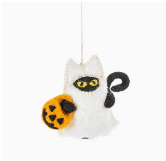 Halloween Cat Boo! Handmade Felt Hanging Halloween Decoration