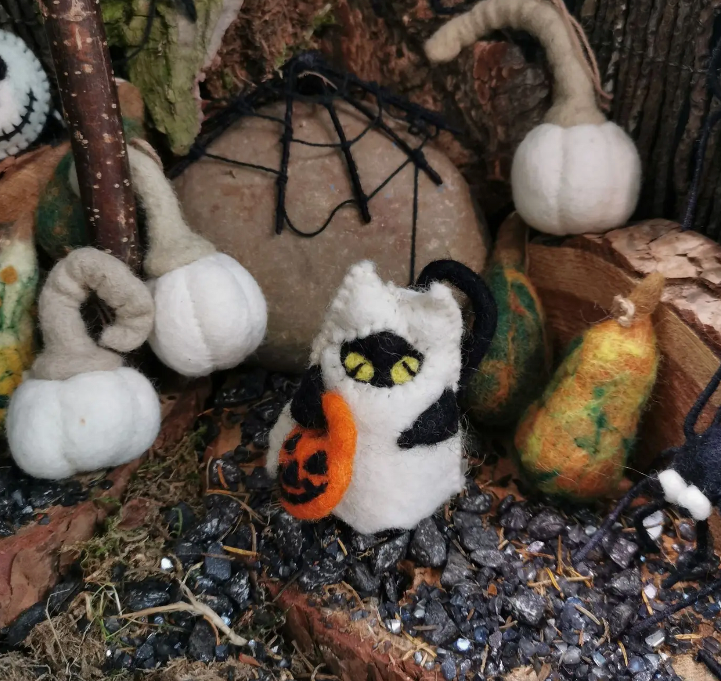 Halloween Cat Boo! Handmade Felt Hanging Halloween Decoration