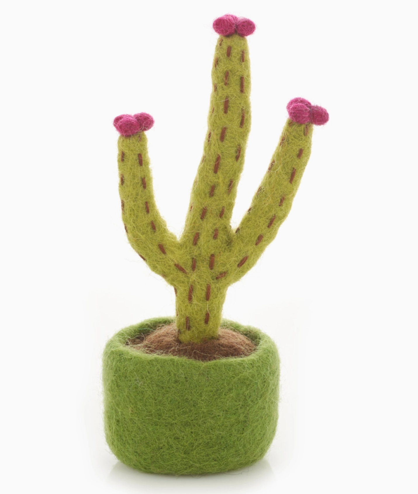 Blossoming Hedgehog Cactus Handmade Felt Biodegradable Plant Decoration