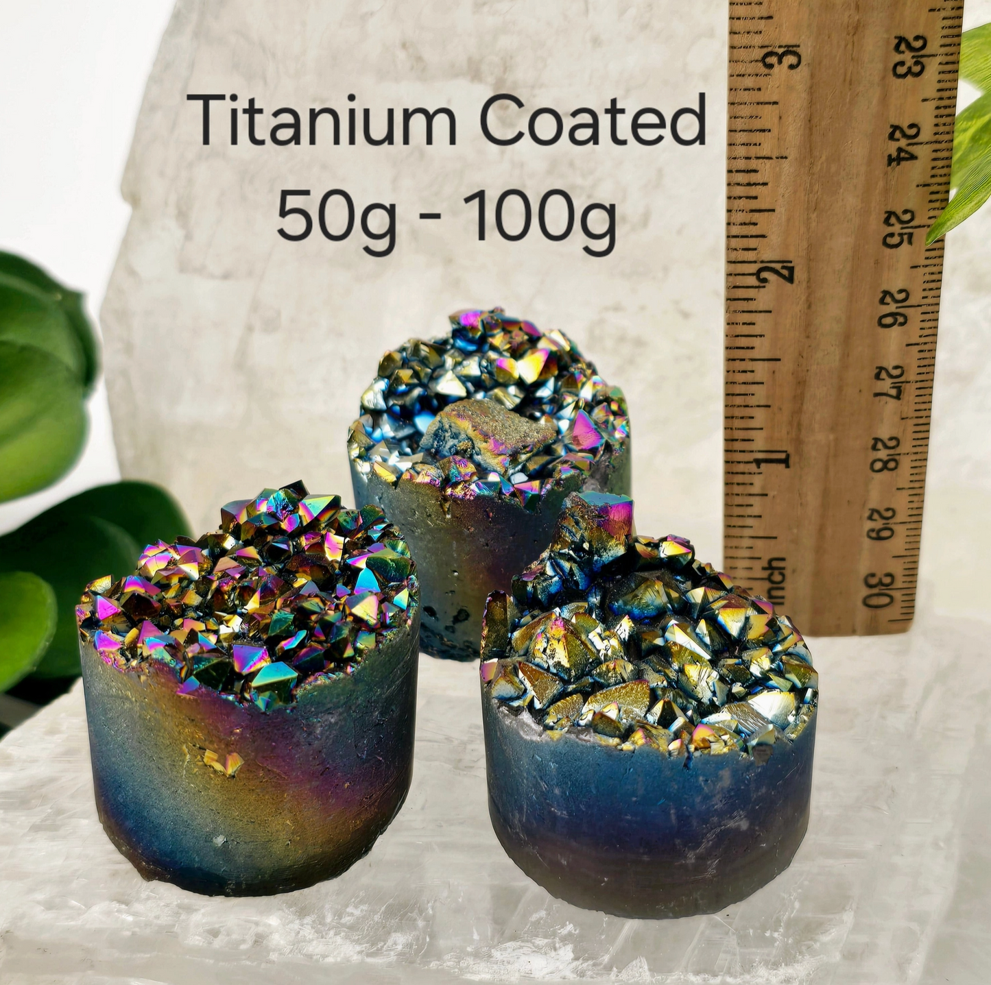 Amethyst Crystal Cluster Cylinder - Titanium Coated or Angel Aura - By Weight - You Choose Finish