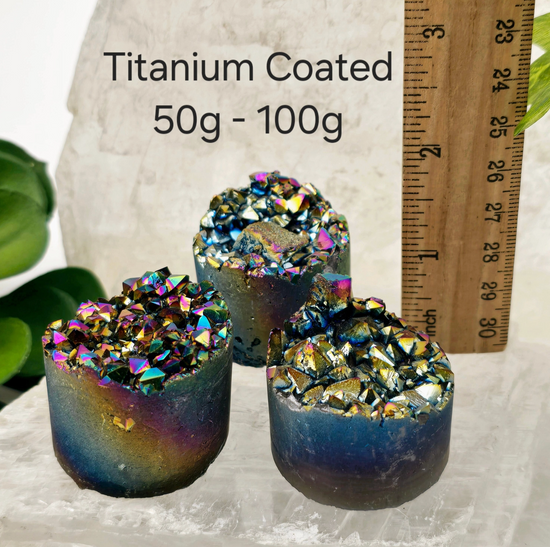 Amethyst Crystal Cluster Cylinder - Titanium Coated or Angel Aura - By Weight - You Choose Finish